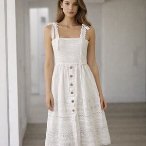 Cara Cara Ivory Lace Button-Front Dress